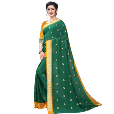 Desirable Green Colored Festive Wear Woven Vichitra Silk Saree
