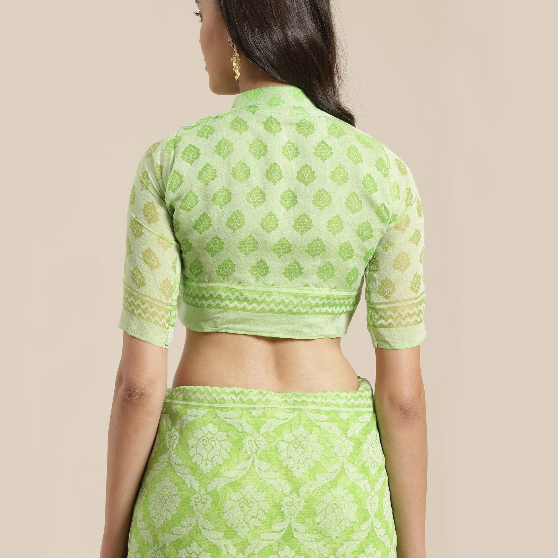 Desirable Green Colored Party Wear Geometric Brasso Saree