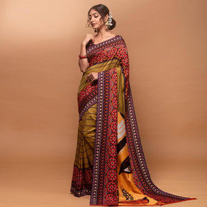 Desirable Light Green Colored Festive Wear Laser Printed Silk Saree