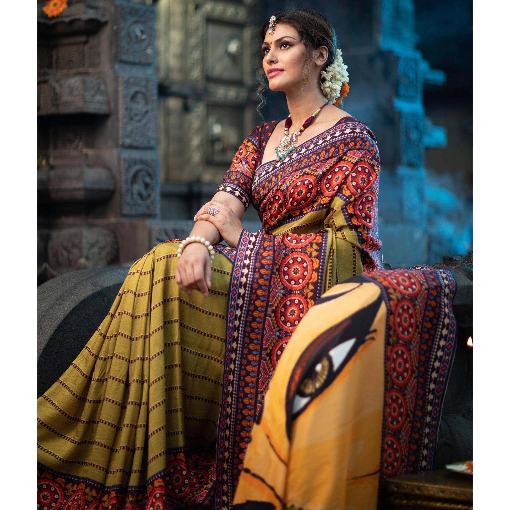 Desirable Light Green Colored Festive Wear Laser Printed Silk Saree