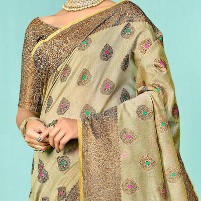 Desirable Light Green Festive Wear Woven Designer Silk Saree