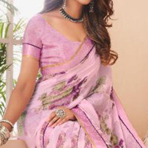 Desirable Light Violet Coloured Casual Wear Printed Crepe Saree