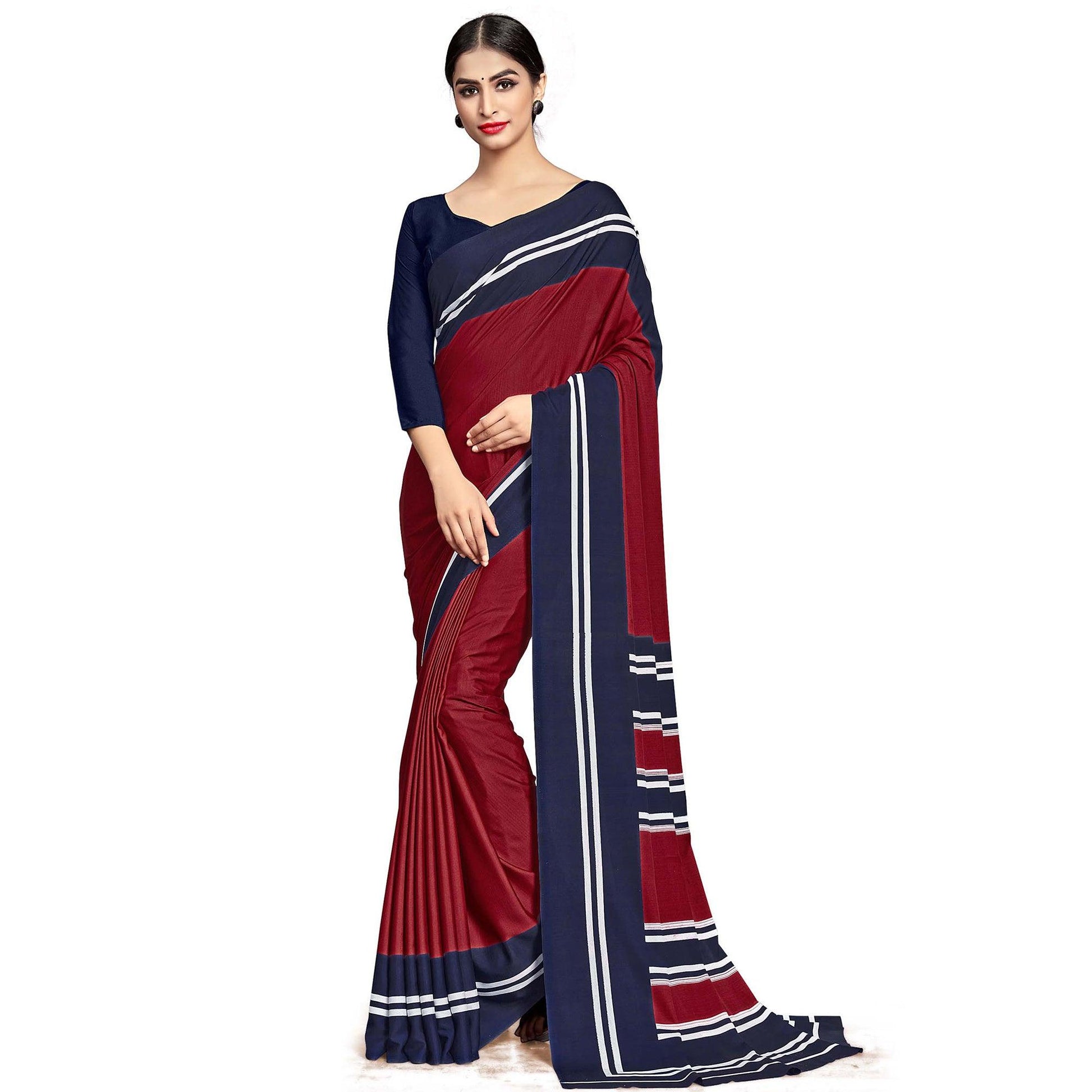Desirable Maroon Colored Casual Wear Printed Crepe Saree