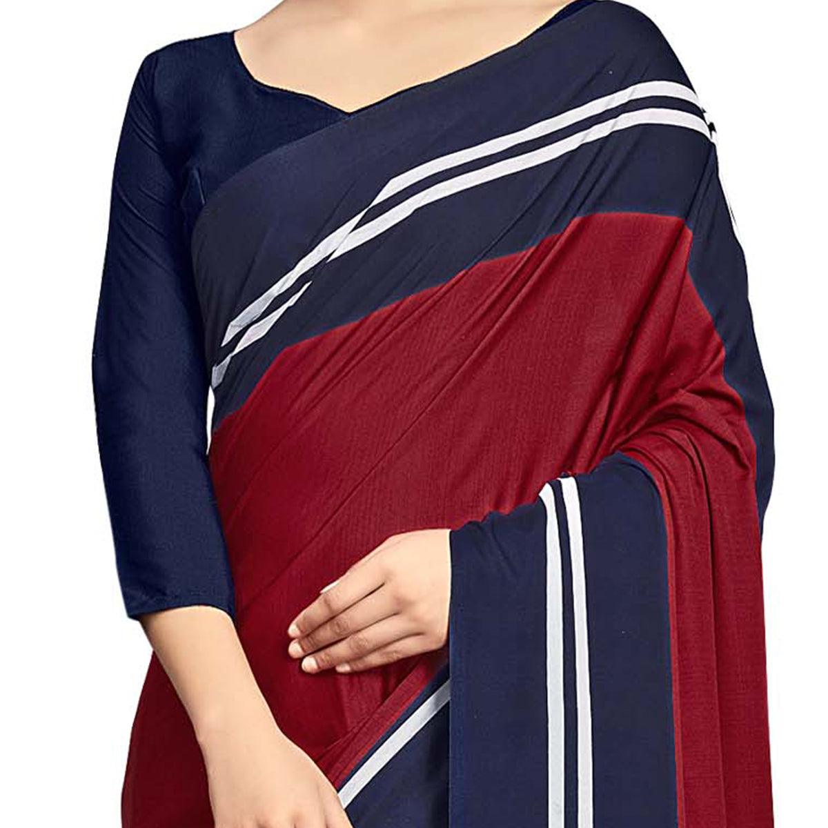 Desirable Maroon Colored Casual Wear Printed Crepe Saree