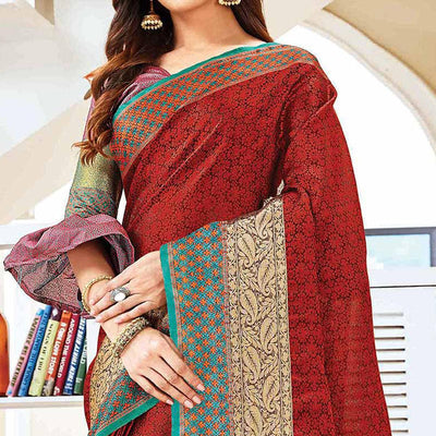 Desirable Maroon Colored Festive Wear Woven Handloom Silk Saree