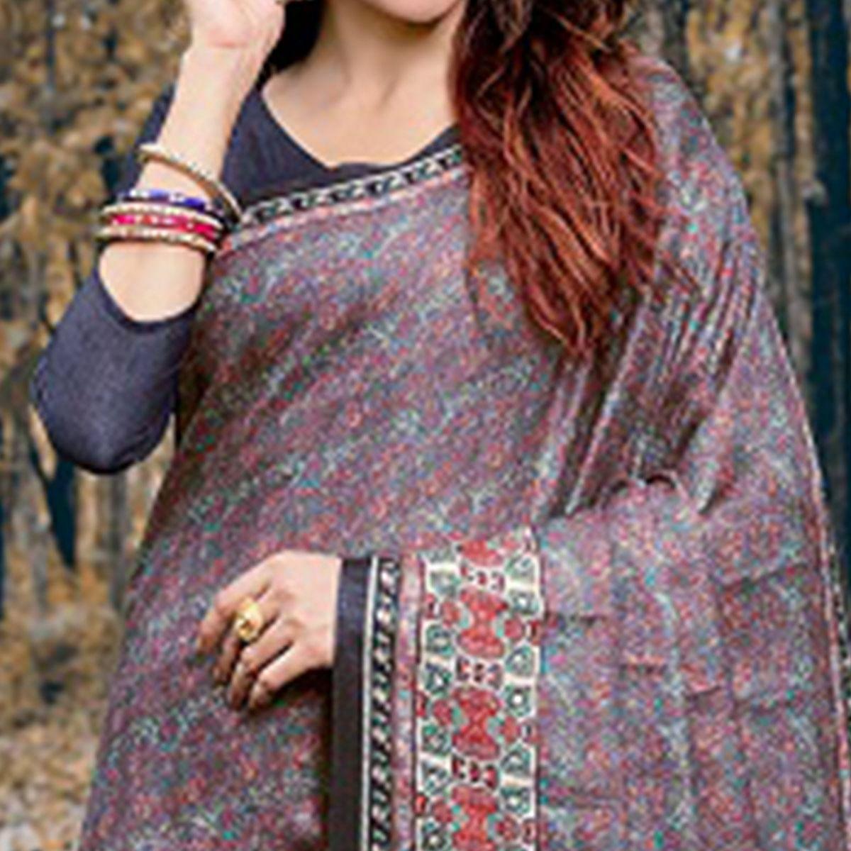 Desirable Multi Colored Festive Wear Printed Art Silk Saree