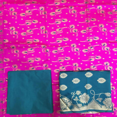 Desirable Rani Pink Colored Casual Wear Woven Banarasi Silk Dress Material