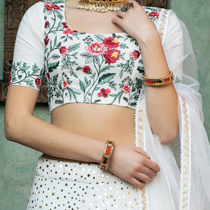 Desirable White Coloured Festive Wear Fancy Sequins Work Georgette Lehenga Choli