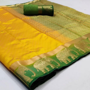 Desirable Yellow Coloured Festive Wear Woven Art Silk Saree