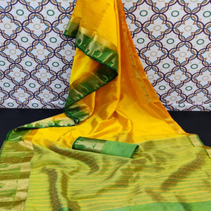 Desirable Yellow Coloured Festive Wear Woven Art Silk Saree