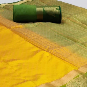 Desirable Yellow Coloured Festive Wear Woven Art Silk Saree
