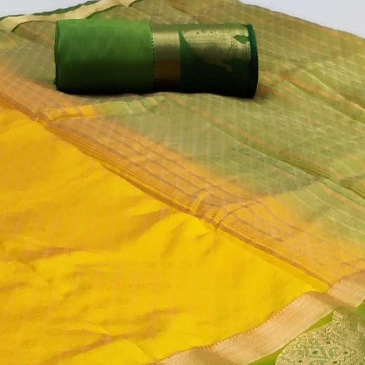 Desirable Yellow Coloured Festive Wear Woven Art Silk Saree