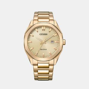 Eco-Drive Men Quartz Champagne Dial Analog Stainless Steel Watch BM7603-82P