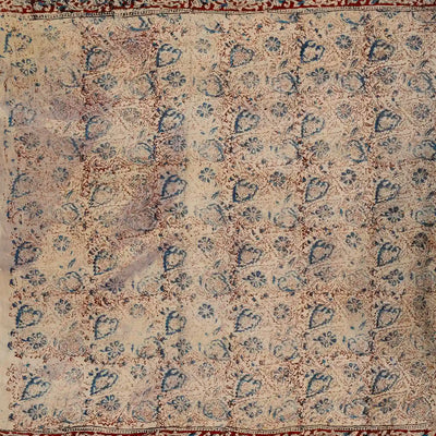 Black Handloom Kalamkari Cotton Saree With Printed Floral Motifs