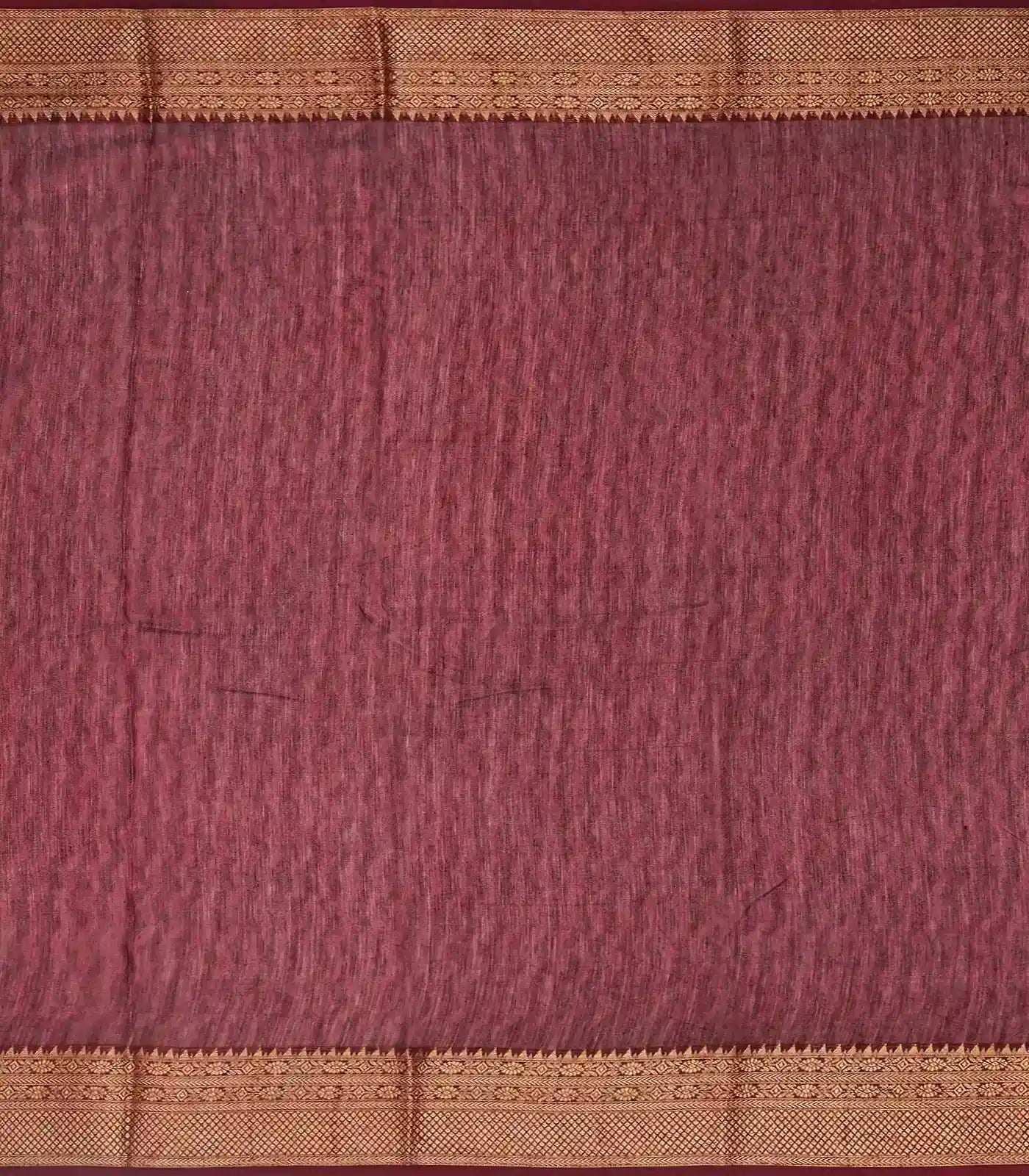 Maroon Woven Chanderi Printed Cotton Saree With Floral Jaal