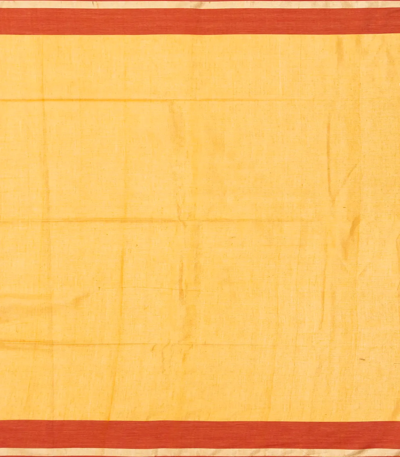 Mustard Handloom Bengal Cotton Saree With Stripes & Buttas