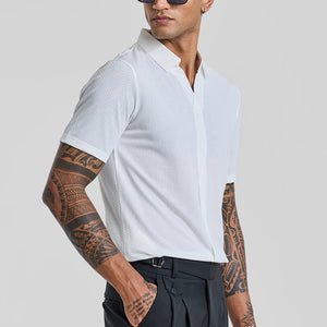 White Textured Polo T-Shirt