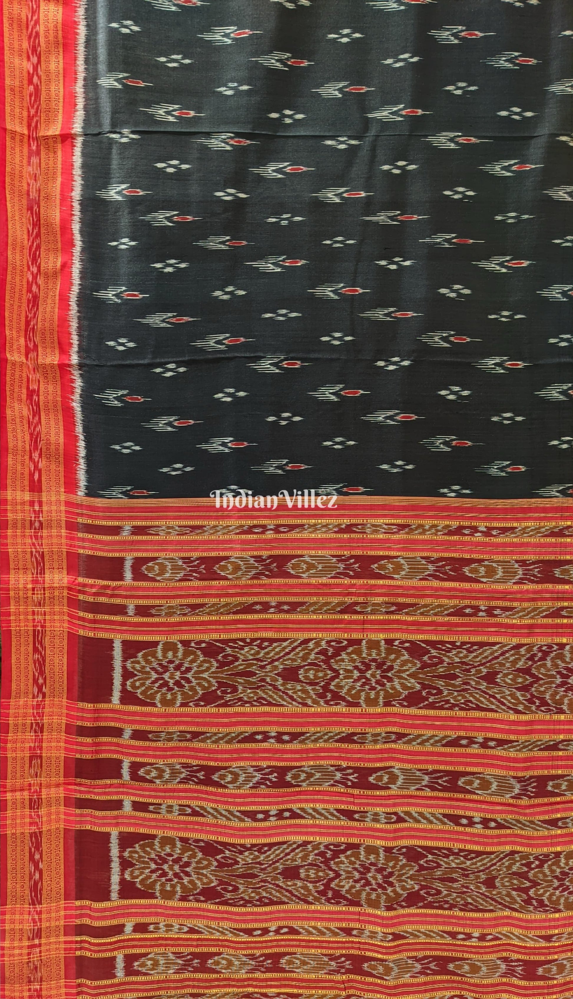Black Mayur Chandrika Khandua Silk Saree