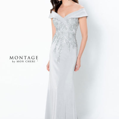 Montage 220932 Long Beaded Lace Bodice Formal Dress