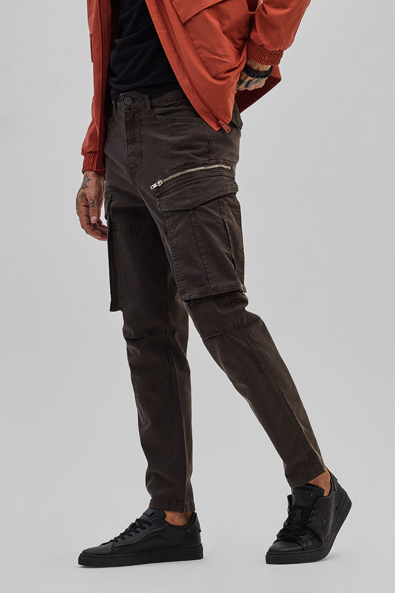 Dark Brown Relaxed Fit Cargo Pants