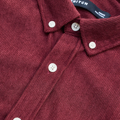 Maroon Slim Fit Corduroy Shirt