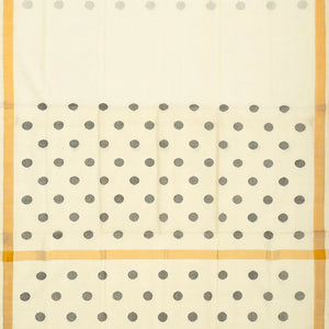 White Handloom Venkatagiri Cotton Saree With Coin Motifs