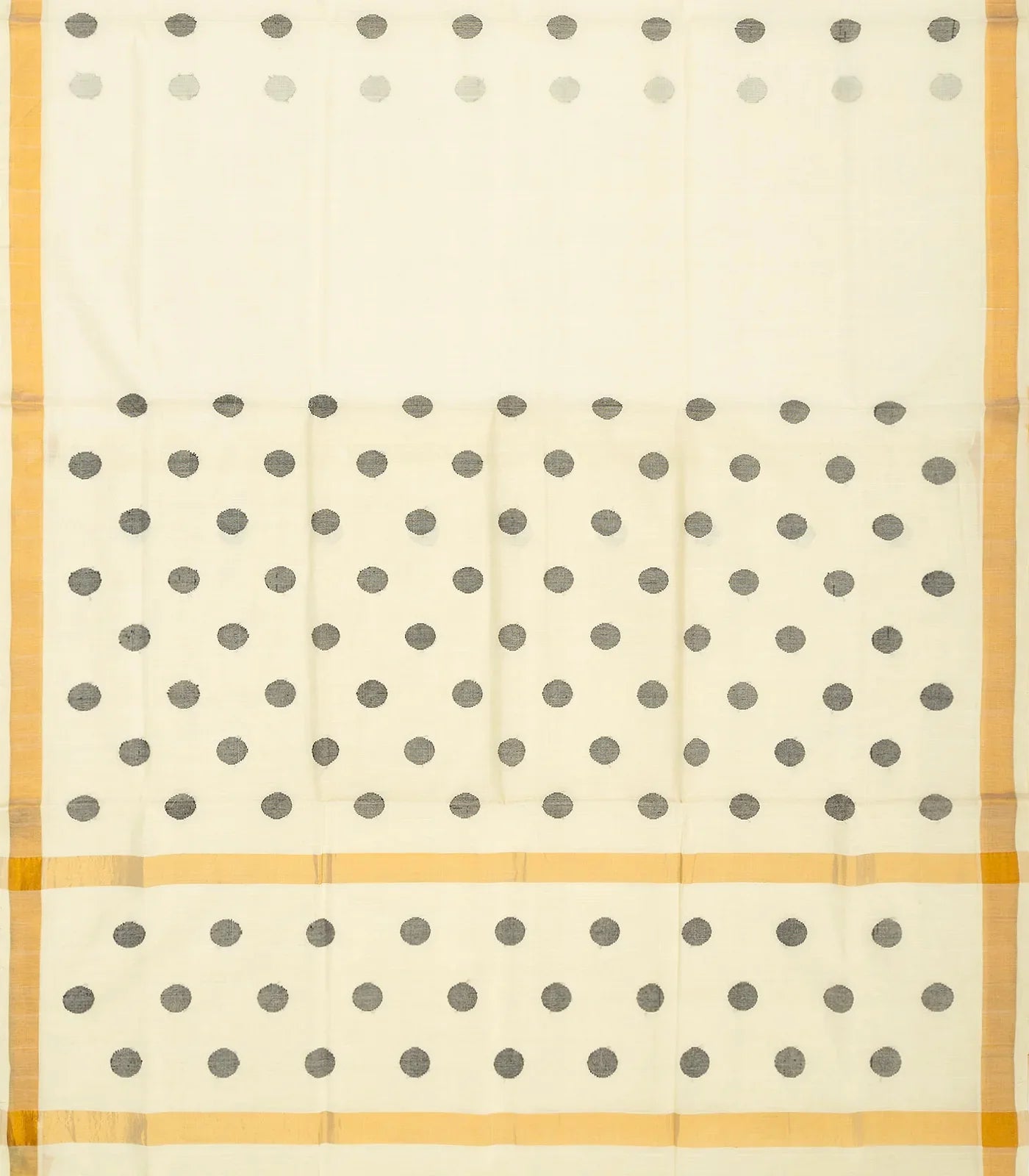 White Handloom Venkatagiri Cotton Saree With Coin Motifs