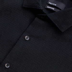 Black Textured Slim Fit Shirt