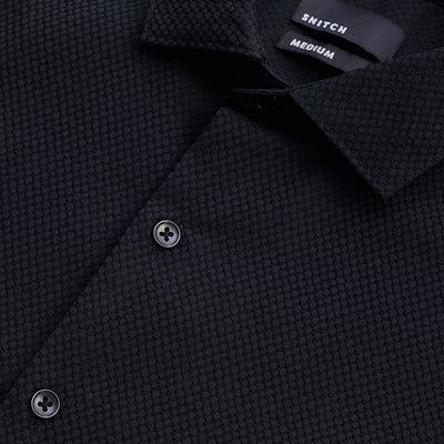 Black Textured Slim Fit Shirt