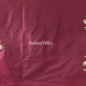 Maroon Doli Barat & Nartaki Theme Hand-Painted Pattachitra Saree