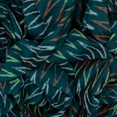 Sea Green Handwoven Orissa Cotton Saree With Tie & Dye Chevron Motifs