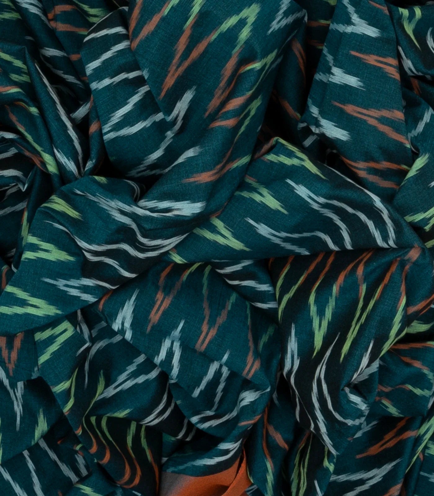 Sea Green Handwoven Orissa Cotton Saree With Tie & Dye Chevron Motifs