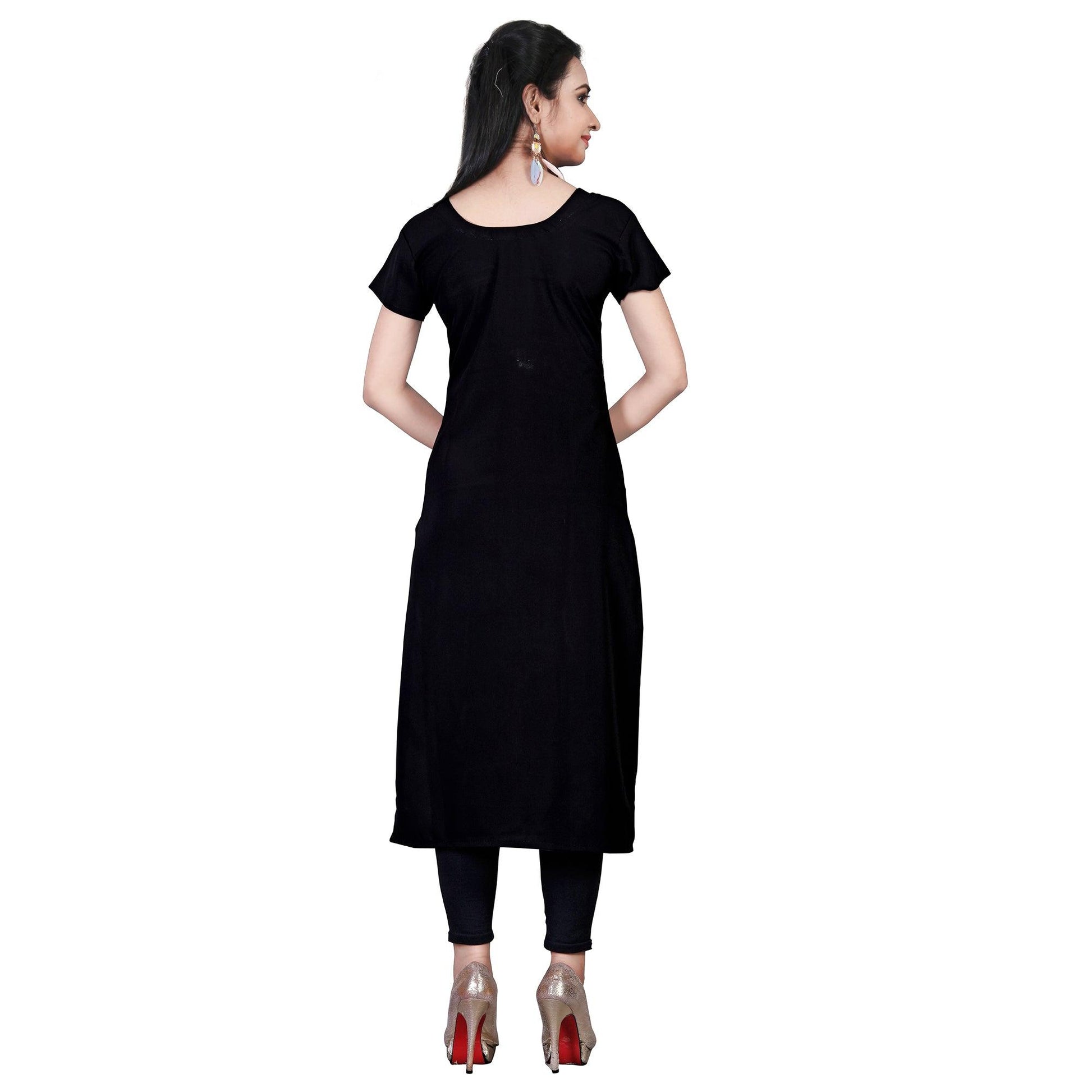 Different Black-White Colored Casual Printed Crepe Kurti