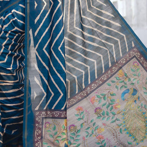 Azure Blue Digital Print Saree