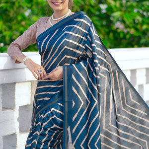 Azure Blue Digital Print Saree
