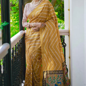 Canary Yellow Digital Print Saree
