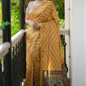 Canary Yellow Digital Print Saree