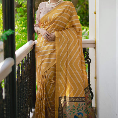Canary Yellow Digital Print Saree