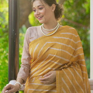 Canary Yellow Digital Print Saree