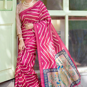Magenta Pink Digital Print Saree
