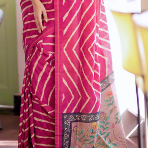 Magenta Pink Digital Print Saree
