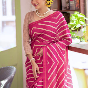 Magenta Pink Digital Print Saree