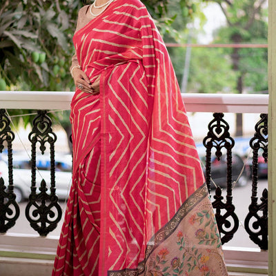 Punch Pink Digital Print Saree