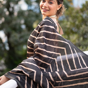 Raven Black Digital Print Saree