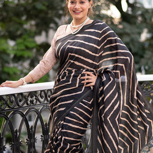 Raven Black Digital Print Saree