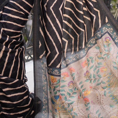 Raven Black Digital Print Saree