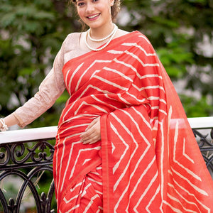 Scarlet Red Digital Print Saree