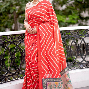 Scarlet Red Digital Print Saree