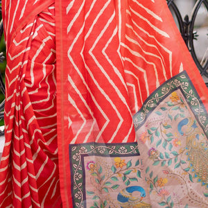 Scarlet Red Digital Print Saree