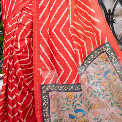 Scarlet Red Digital Print Saree